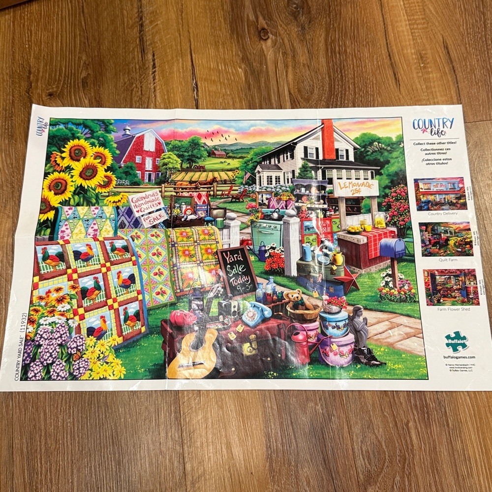 “Country Yard Sale” By Buffalo 1000-Pieces Jigsaw Puzzle (26.75” x 19.75”)(EUC) - Picture 6 of 6